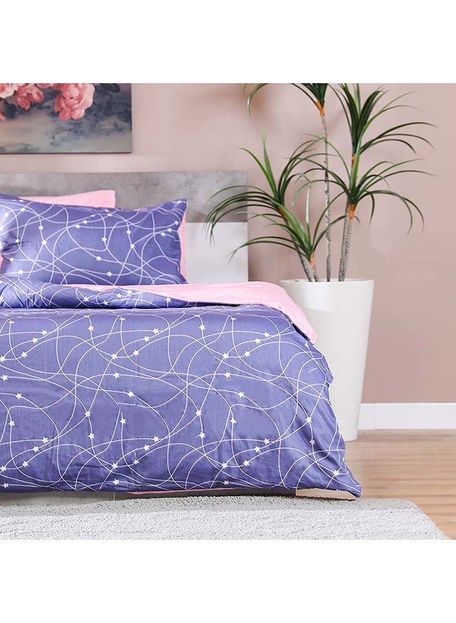 Viviana Verse 3 Piece Super King Duvet Cover Set 100% Cotton Comforters And Pillow Sheets Breathable Soft Fluffy Bedding Set Bed Essentials For Bedroom  L 230 X W 270 Cm  Purple