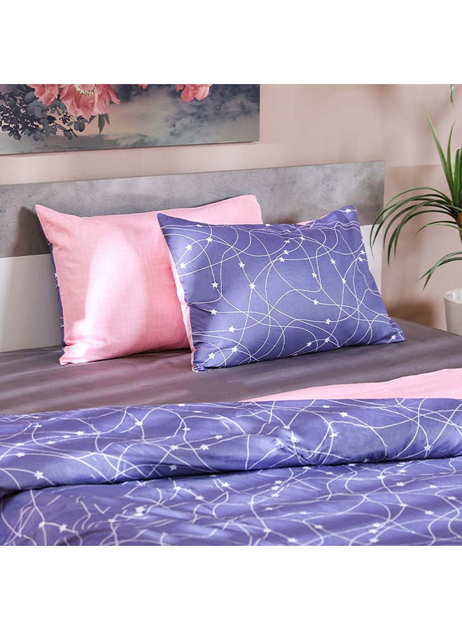 Viviana Verse 3 Piece Super King Duvet Cover Set 100% Cotton Comforters And Pillow Sheets Breathable Soft Fluffy Bedding Set Bed Essentials For Bedroom  L 230 X W 270 Cm  Purple