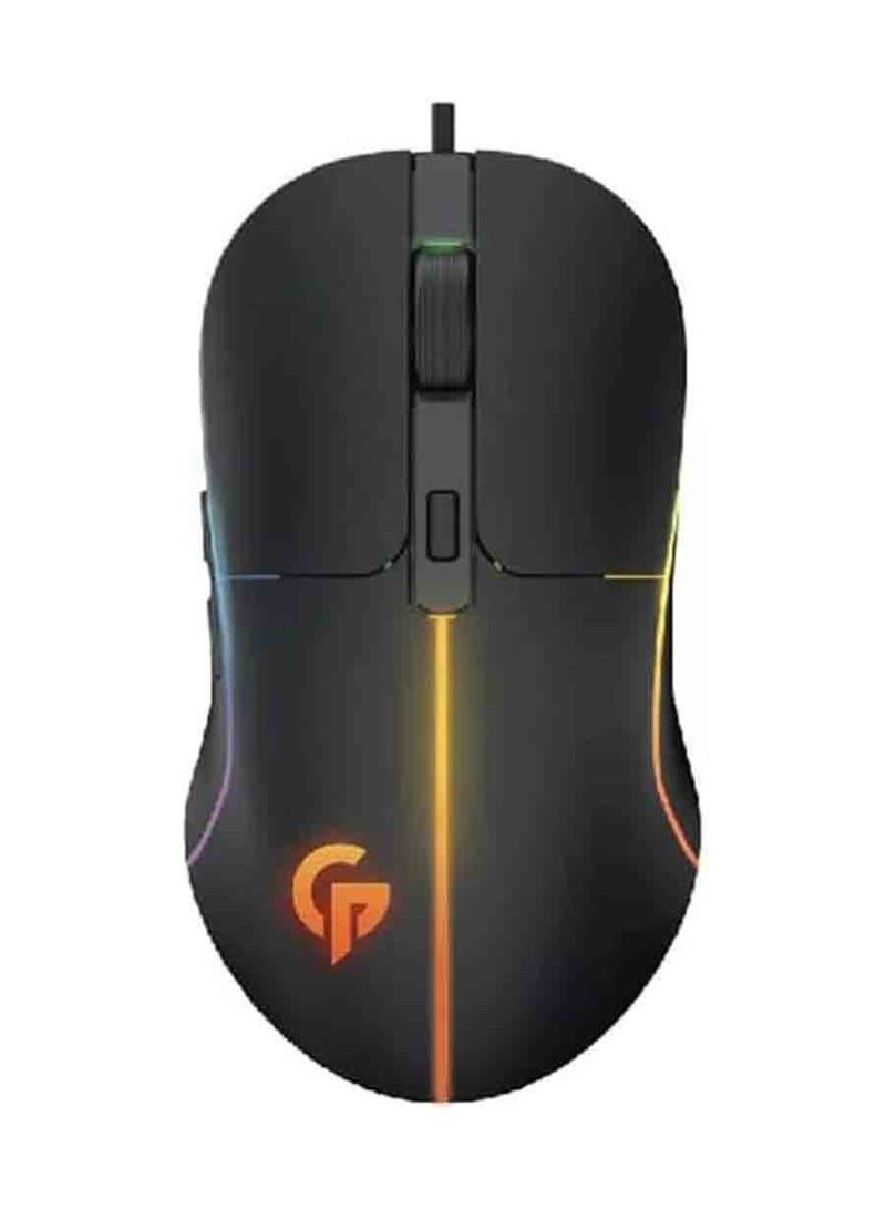 Porodo Gaming Mouse 7D Wired, 6 Breathing RGB, Rubberized Surface, Tracking Speed 28 IPS upto 6400 DPI Macro Software Function