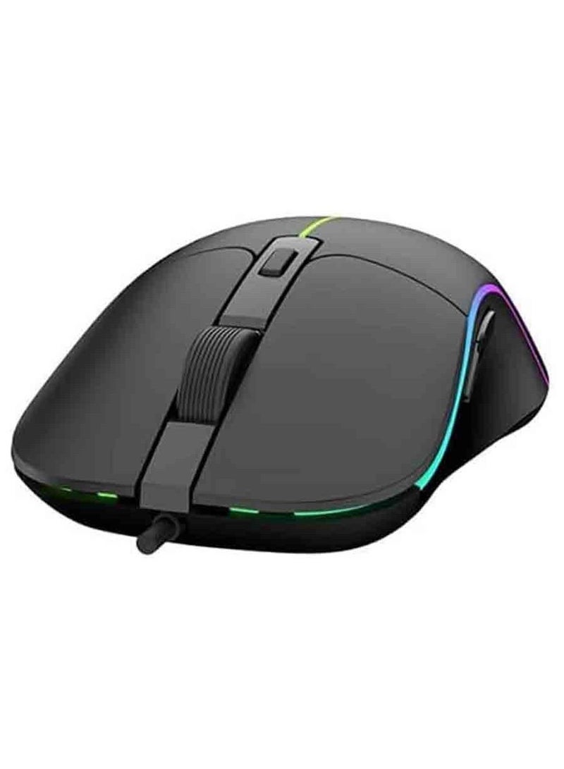 Gaming Mouse 7D Wired, 6 Breathing RGB, Rubberized Surface, Tracking Speed 28 IPS upto 6400 DPI Macro Software Function