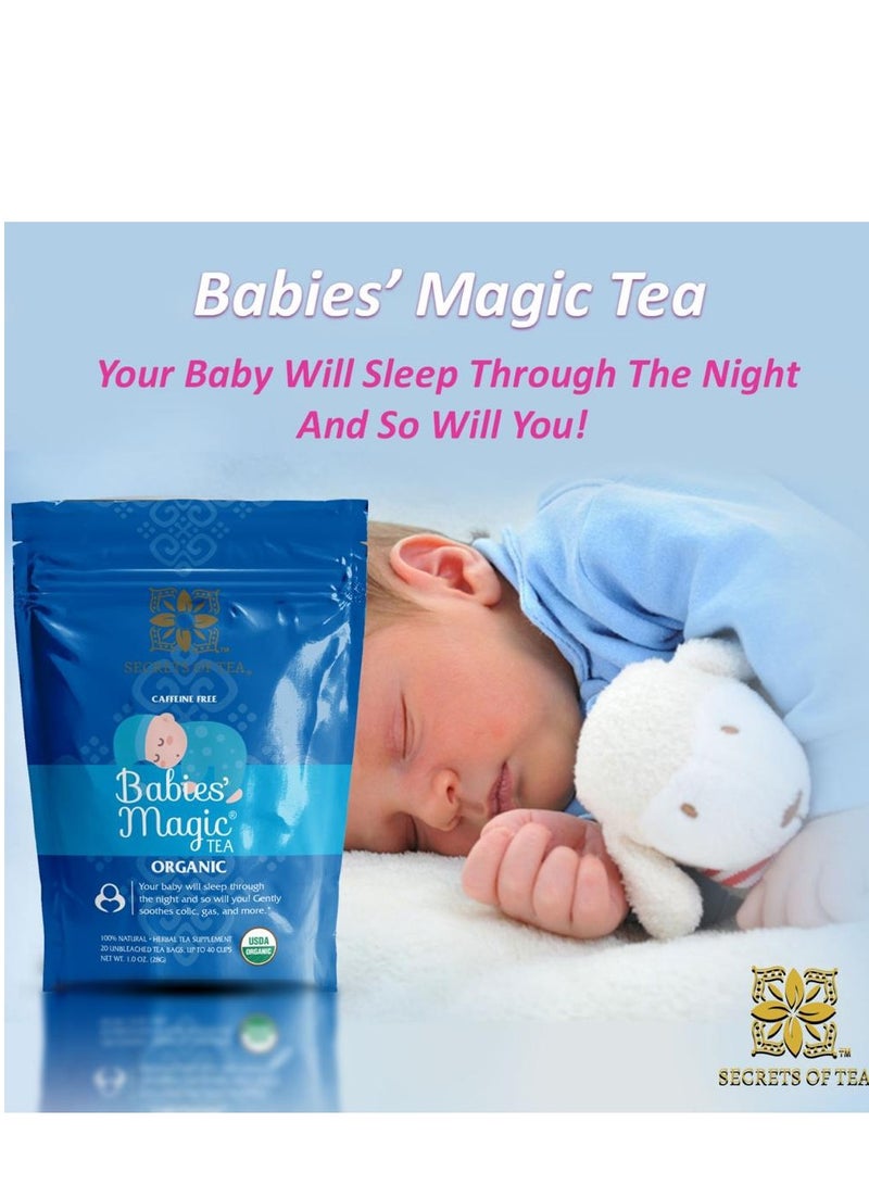 علبة تحتوي على شاي بيبيز ماجيك وشاي نوم الأطفال