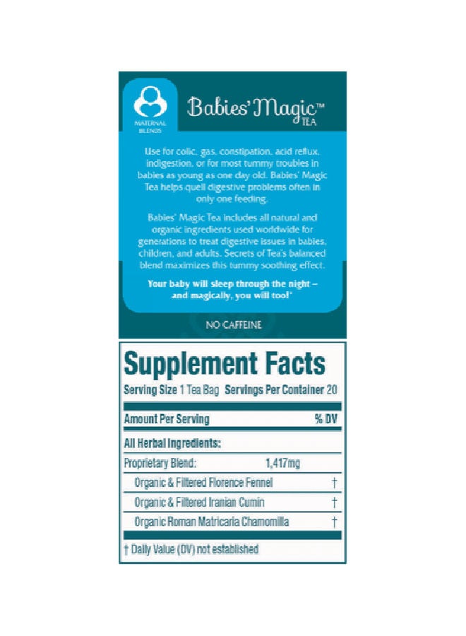 علبة تحتوي على شاي بيبيز ماجيك وشاي نوم الأطفال