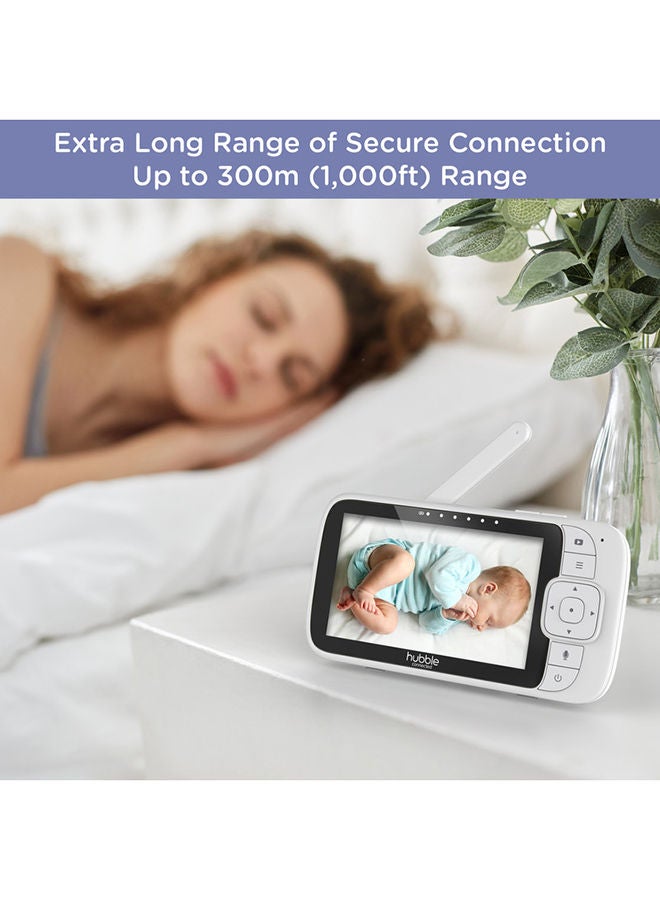 Nursery View Premium Twin Cameras Video Baby Monitor With 5 Inch Screen, Infrared Night Vision, Split Screen, Digital Zoom and Room Temperature Sensor