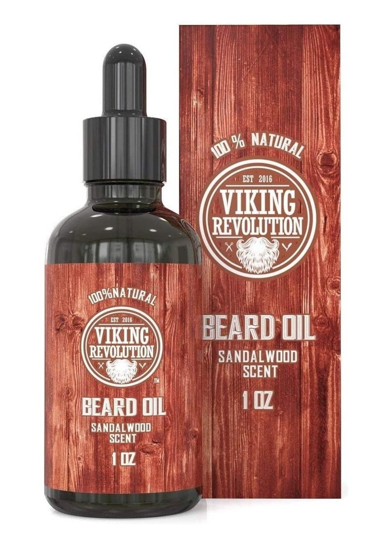 Oil Conditioner - All Natural Sandalwood Scent with Argan & Jojoba Oils - Softens & Strengthens Beards and Mustaches for Men Sandalwood