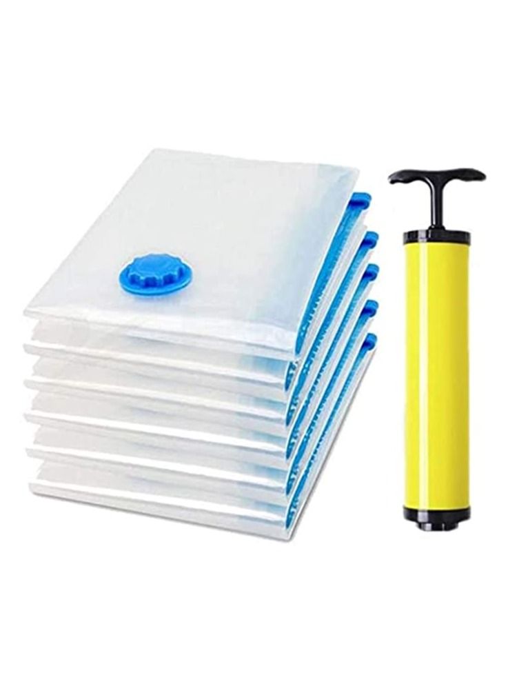 Vacuum Space Saver Reusable Sealer Storage Bags with Suction Pump, 70 x 100 cm (Pack of 7), W 31.4 x H 22.8 x D 15.6 cm, Multicolor