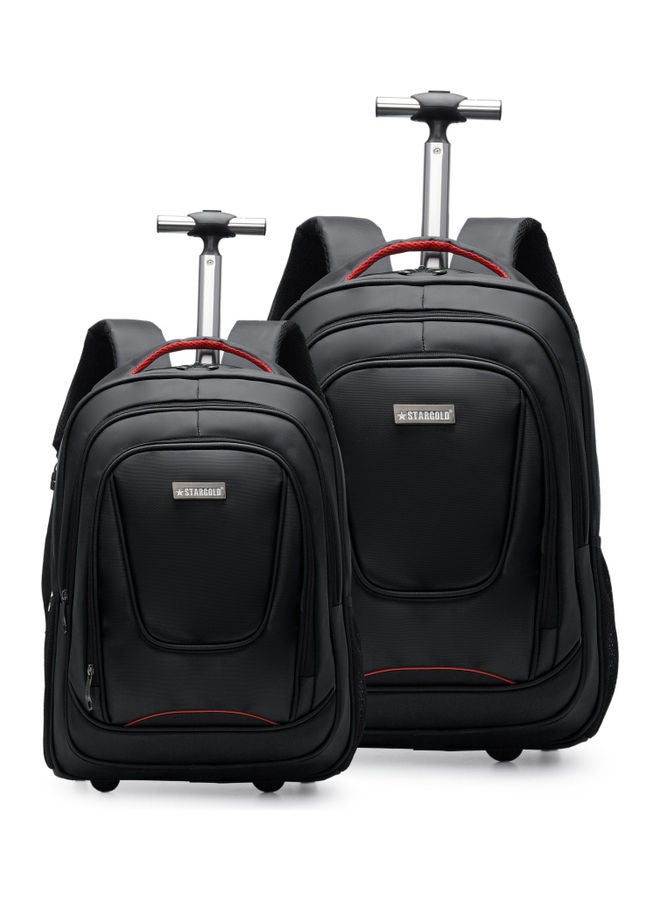 2 Pack Multipurpose Rolling Trolley Backpack Black