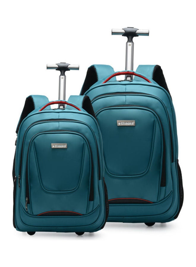 2 Pack Multipurpose Rolling Trolley Backpack Lake Blue