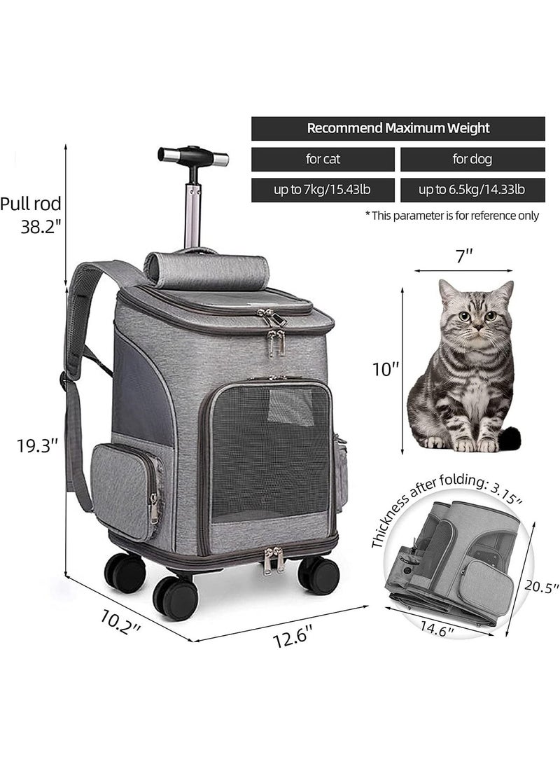 Pet Carrier Backpack Expandable Collapsible Dog Backpack Carrier for Small Dogs Cats, Breathable Pet Backpack Bag for Travel (Grey)