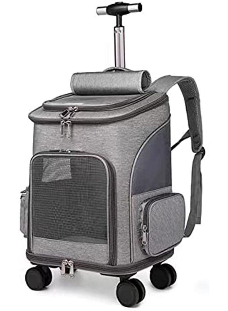 Pet Carrier Backpack Expandable Collapsible Dog Backpack Carrier for Small Dogs Cats, Breathable Pet Backpack Bag for Travel (Grey)