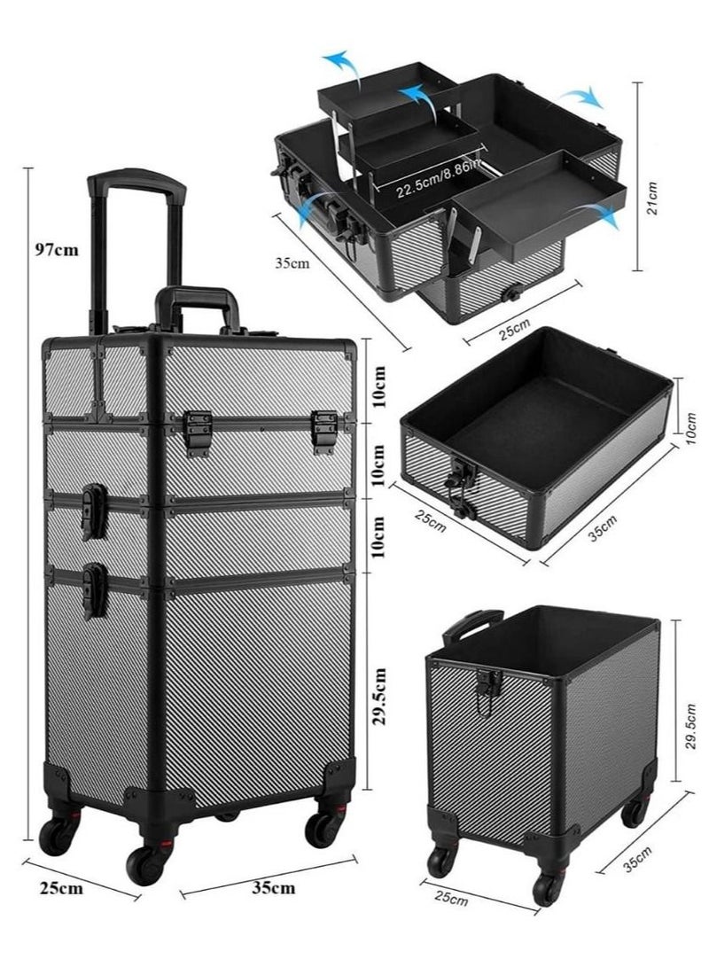 Makeup Trolley bag Makeup organizer Case Large Makeup Train Case Portable Traveling Cosmetic Case with Wheels makeup kit case
