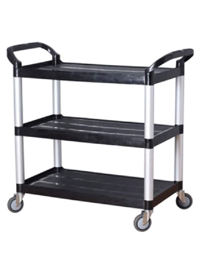 Large Utility Rolling Cart Kitchen Trolley, 3 Tier Commercial Rolling Service Cart for Hotel Restaurant