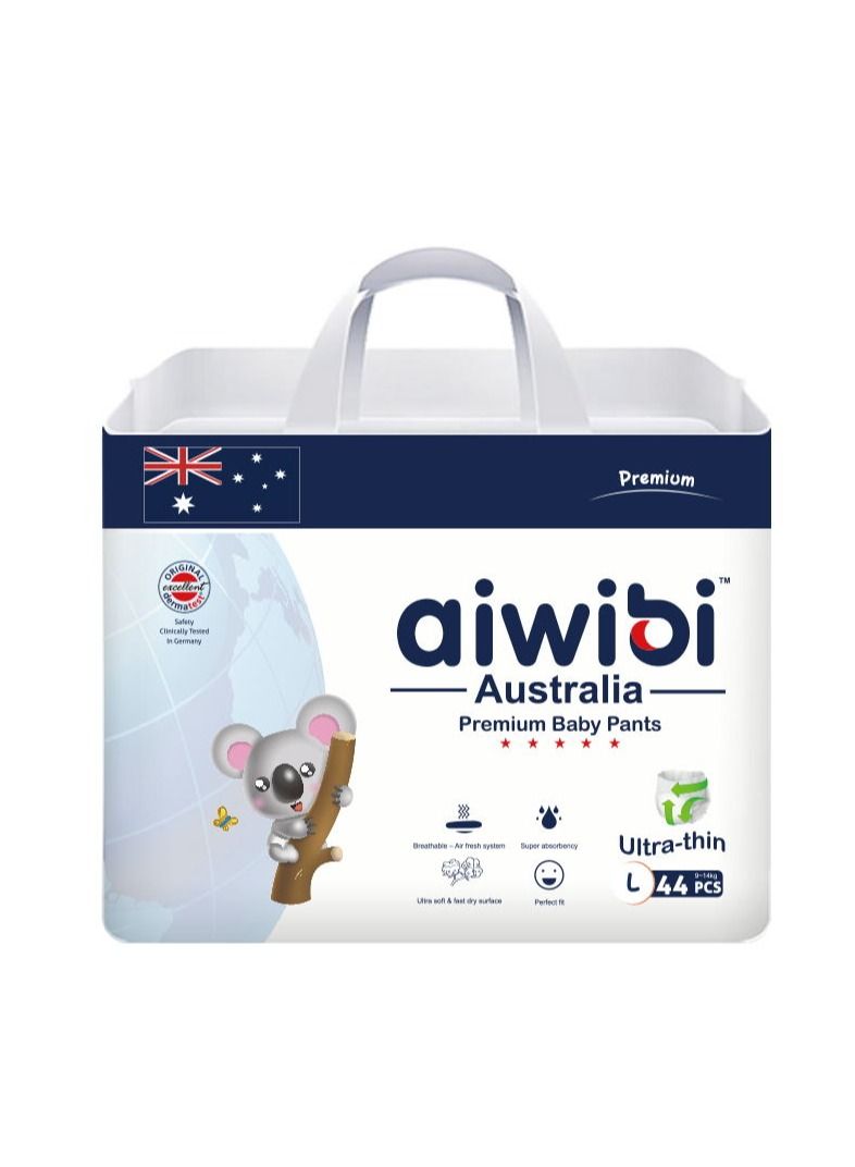 Aiwibi Premium Baby Pants Diapers, Soft, Eco-Friendly Ultra-Thin Pant Diaper Size L 9-14Kg