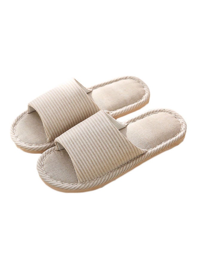 Striped Bedroom Slippers Beige