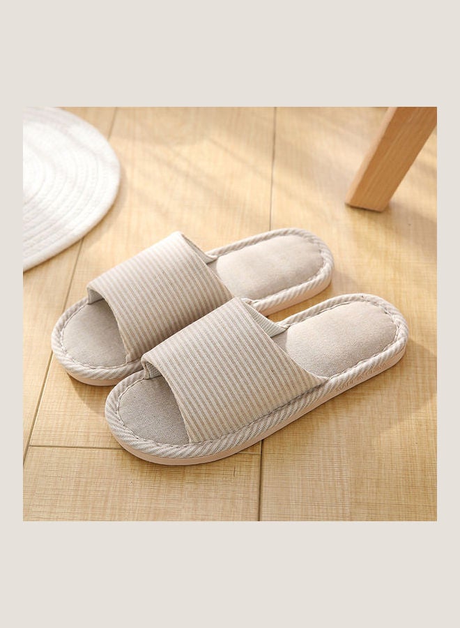 Striped Bedroom Slippers Beige