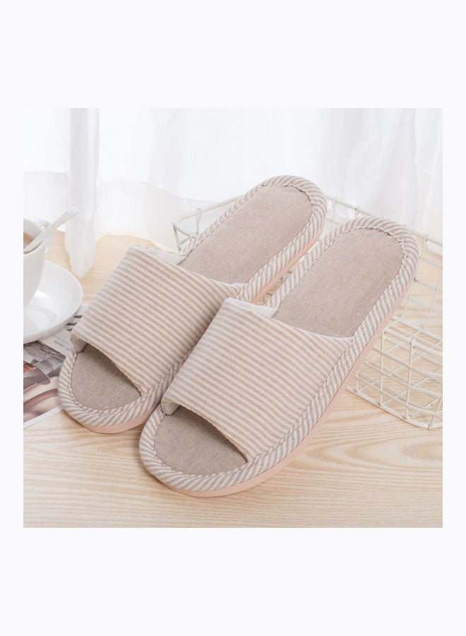 Striped Bedroom Slippers Beige