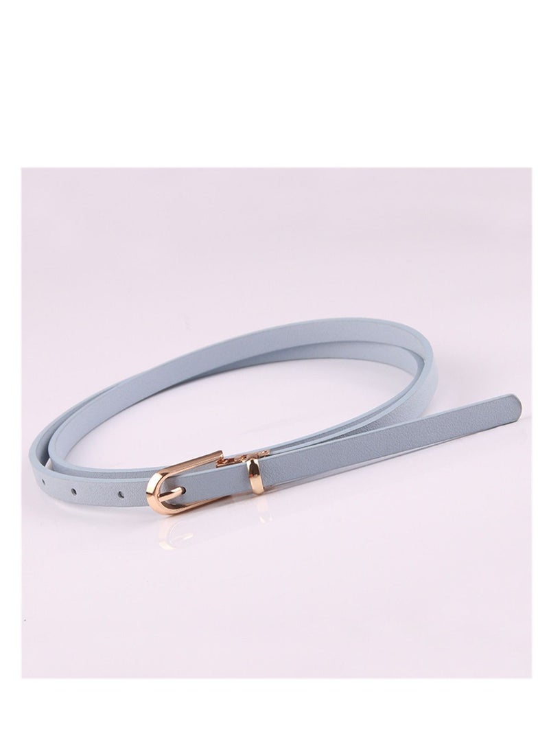 Dress With Sweater Thin Belt Women's Versatile Needle Button PU Small Belt 105cm Blue