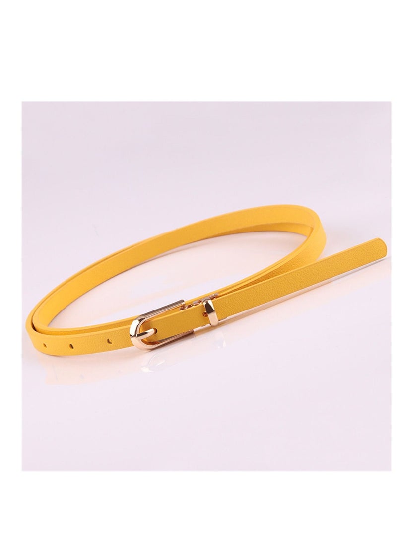 Dress With Sweater Thin Belt Women's Versatile Needle Button PU Small Belt 105cm Yellow