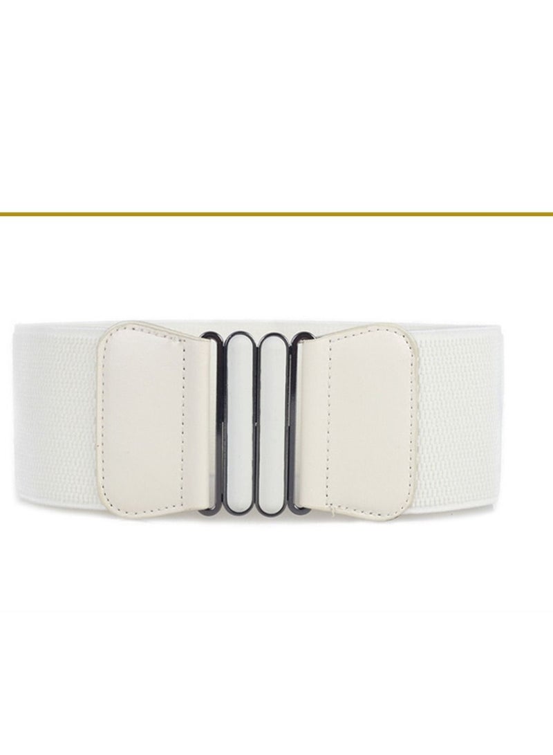 Simple Ultra Wide Women's Decoration On Buckle Waist Seal Elastic 90g  White