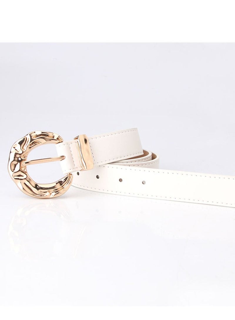 Fashion Personality Student Decoration Trend Women Metal Buckle Belt 106cm White