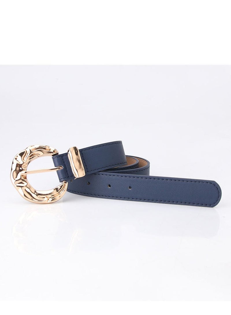 Fashion Personality Student Decoration Trend Women Metal Buckle Belt 106cm Blue