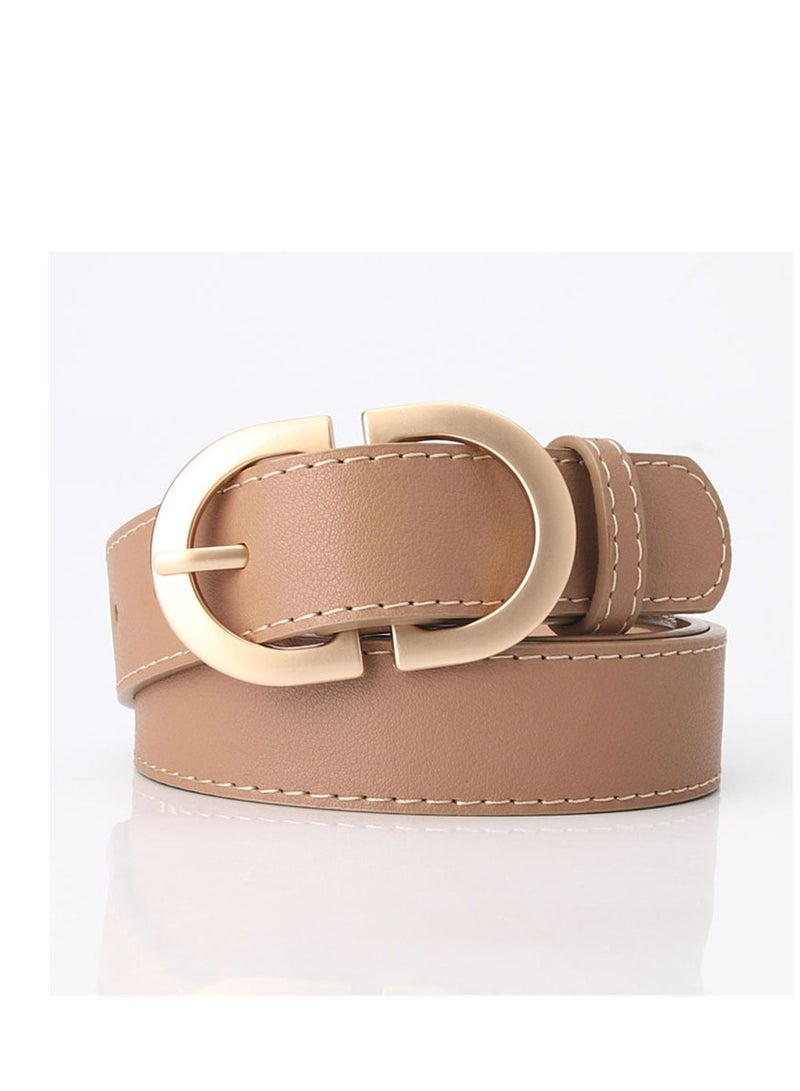 Ladies With A Jacket Simple Waist PU Leather Belt 105cm Brown