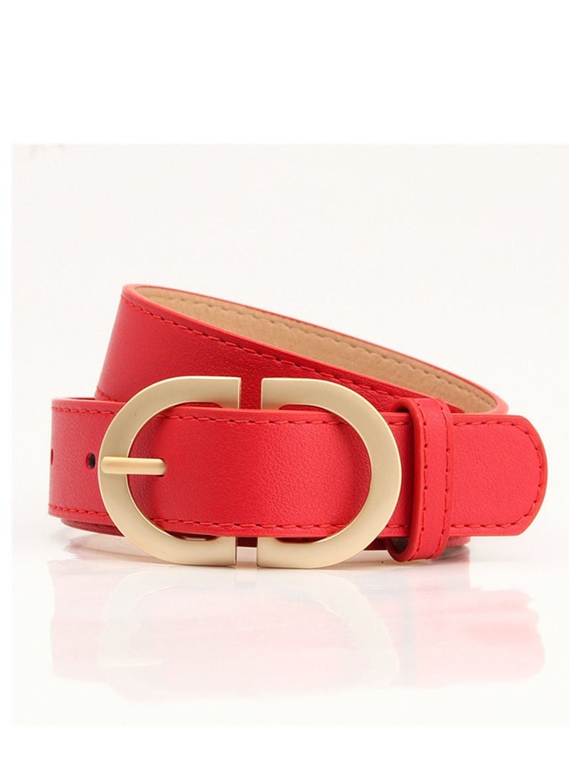 Ladies With A Jacket Simple Waist PU Leather Belt 105cm Red