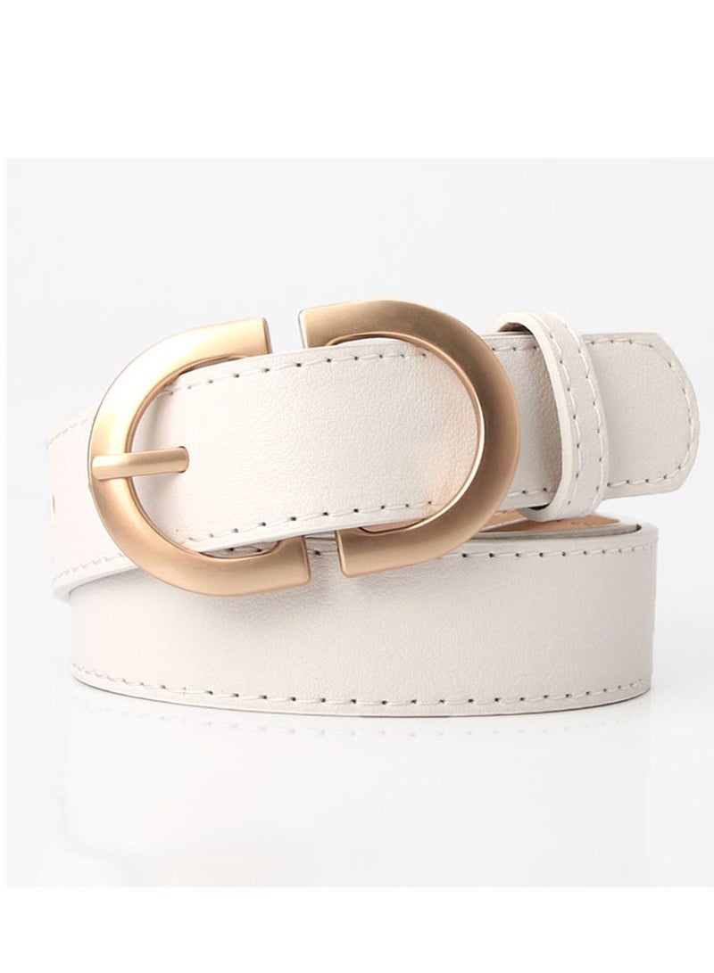 Ladies With A Jacket Simple Waist PU Leather Belt 105cm White