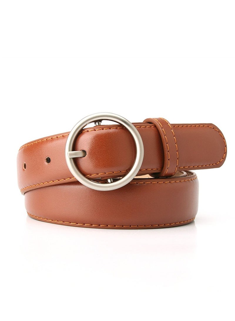 Ladies Belt Of Casual Pu Leather Jeans With Round Button Decoration 105cm