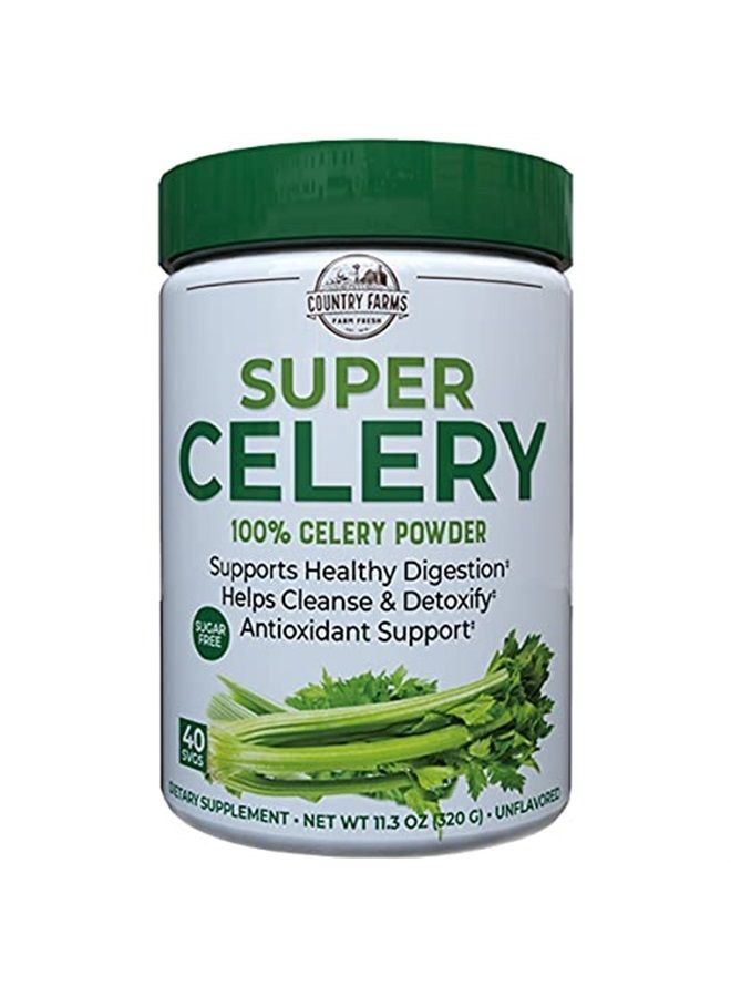 Country Farms Super Celery Powder, 100% Celery Powder, Supports Healthy Digestion, Helps Cleanse & Detoxify, Antioxidant Support, 40 Servings, 11.3 Ounce (Pack of 1)