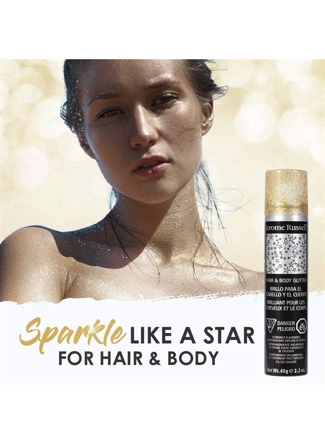 Temporary Hair and Body Glitter Color Spray, Travel Spray, Lightweight, Adds Sparkly Shimmery Glow, Perfect to use On Hair, Skin, or Clothing, 2.2 oz - Glitter GOLD x 1 Pack