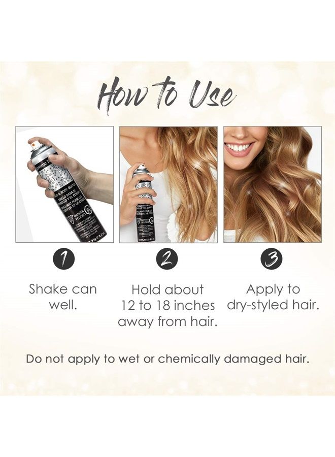Temporary Hair and Body Glitter Color Spray, Travel Spray, Lightweight, Adds Sparkly Shimmery Glow, Perfect to use On Hair, Skin, or Clothing, 2.2 oz - Glitter GOLD x 1 Pack