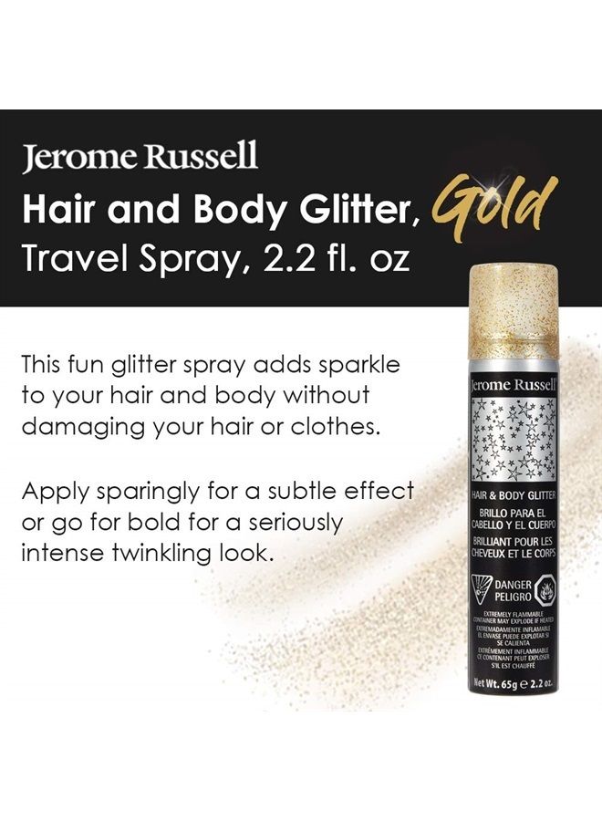 Temporary Hair and Body Glitter Color Spray, Travel Spray, Lightweight, Adds Sparkly Shimmery Glow, Perfect to use On Hair, Skin, or Clothing, 2.2 oz - Glitter GOLD x 1 Pack