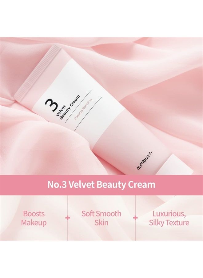 No.3 Velvet Beauty Cream | Facial Makeup Primer, Textured Skin, Poreless Smooth Powdery Finish, Niacinamide, | Korean Skin Care, 2.02 fl oz