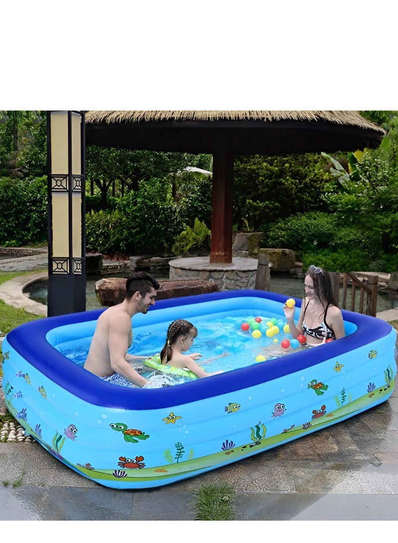 Inflatable Swimming Pool Kiddie Pool Large Size Blow Up Swimming Pool for Family Adults Kids Toddler Giant Rectangle Lounge Blowup Pool for Indoor Outdoor Backyard Ground 210cm x 150cm x 60cm