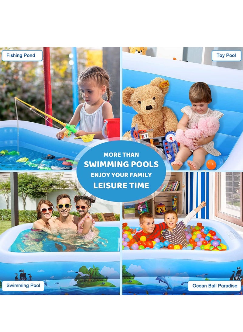 Inflatable Swimming Pool Kiddie Pool Large Size Blow Up Swimming Pool for Family Adults Kids Toddler Giant Rectangle Lounge Blowup Pool for Indoor Outdoor Backyard Ground 210cm x 150cm x 60cm