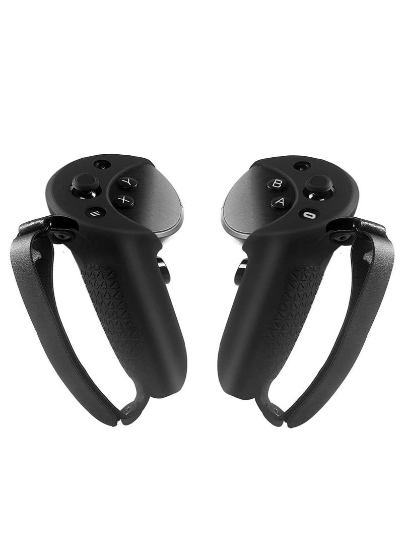 Controller Grips Protector Compatible with Meta Quest Pro Touch Game Controller Protector Cover Precise Hole Position Soft Silicone Grips Accessories with Knuckle Straps  Black