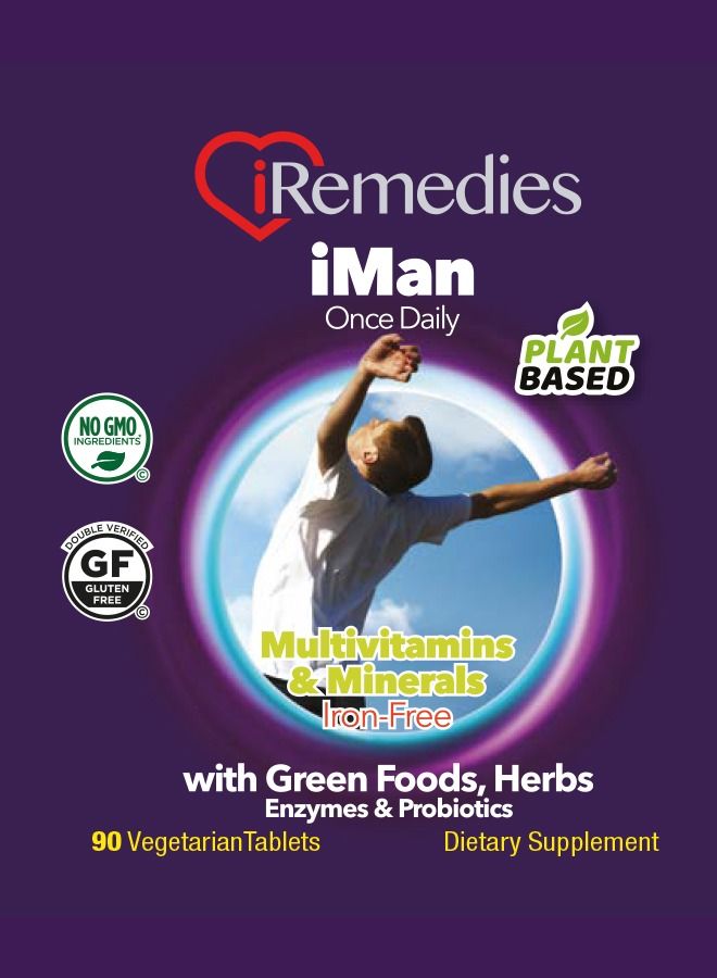 iRemedies iMan Once Daily Multivitamins – Men's Multivitamin for Energy, Muscle Support, and Overall Health – 90 Tablets