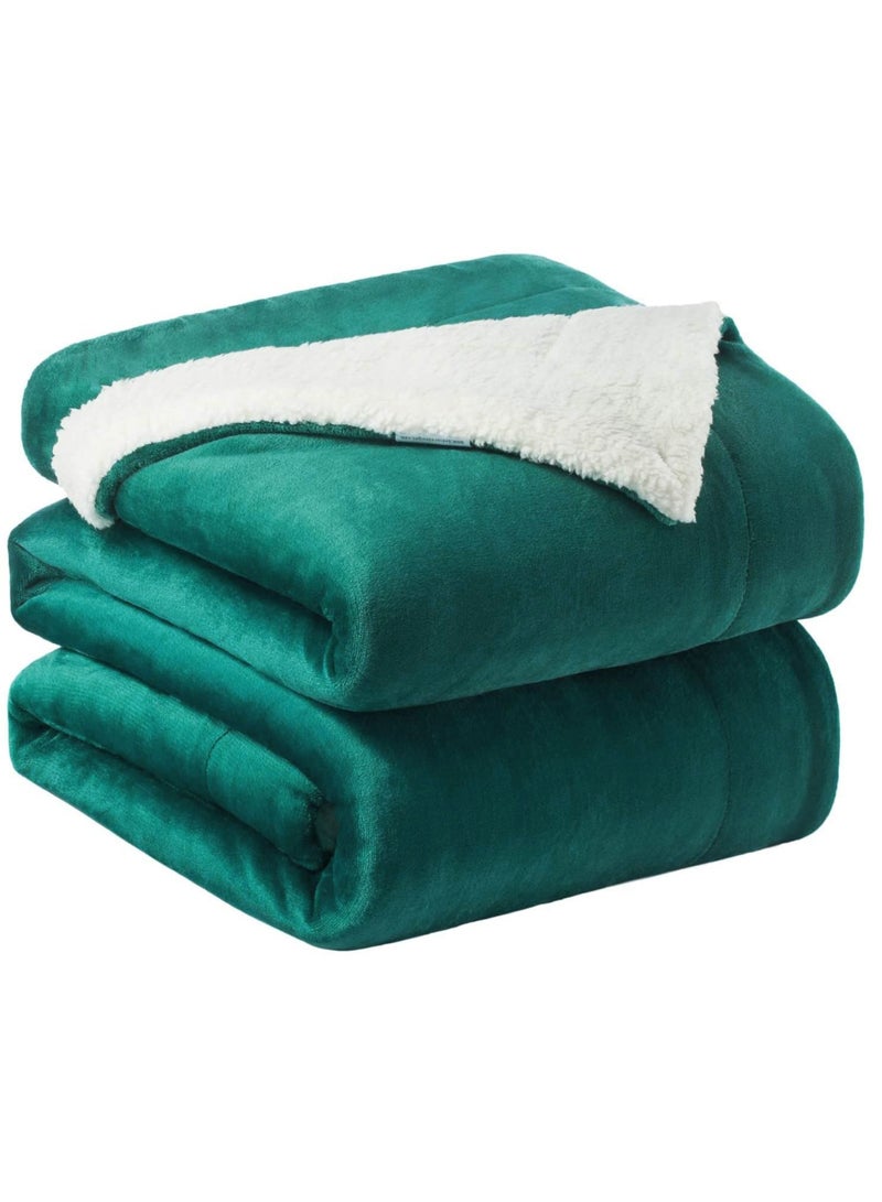 Silky Soft Sherpa Blanket King Size Ultra Plush Bed Blanket Green 220x240 cm