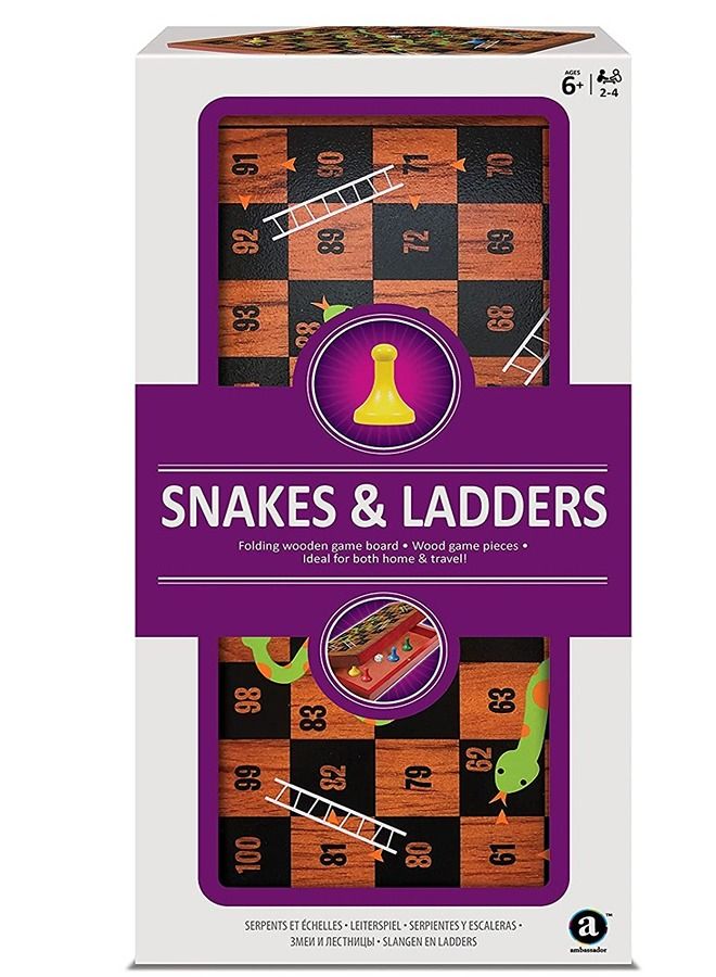 Folding Wood Snakes & Ladders Set