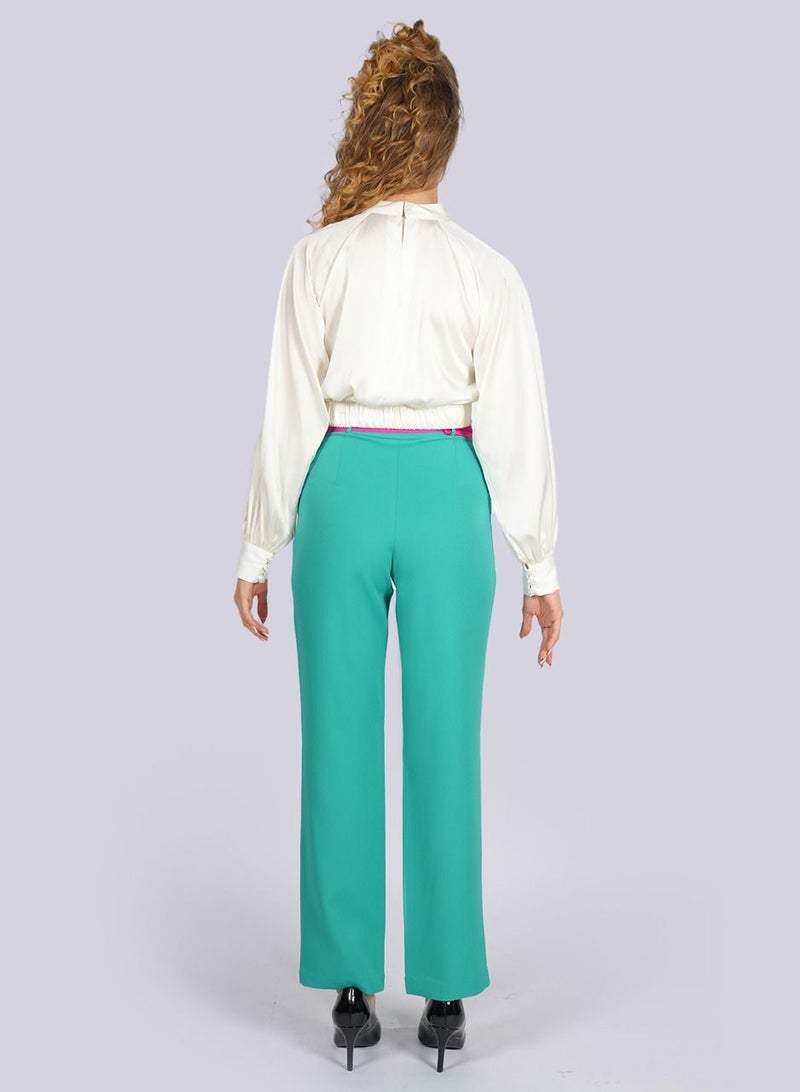 Plumeria - Pin Tucks Narrow Hem Pants