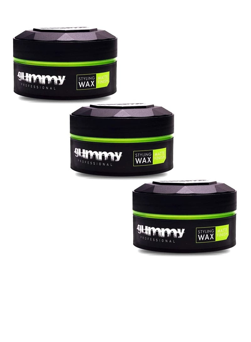 GUMMY STYLING SOFT HAIR WAX MATTE LOOK FINISH 150ML x 3 TUBS