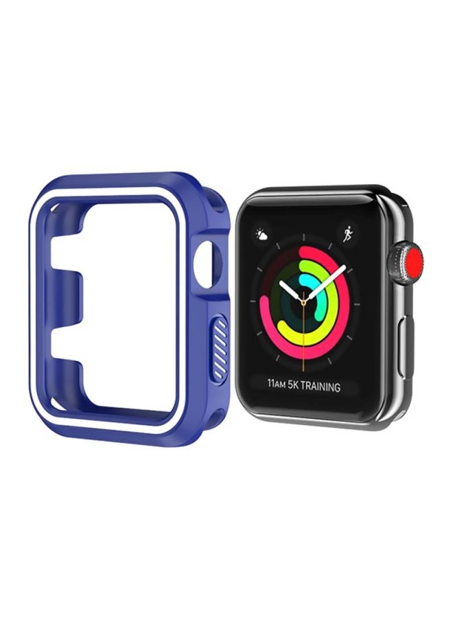 Rugged Armor Bumper Protective Case Cover For Apple Watch Series 1/2/3 38mm Blue/White