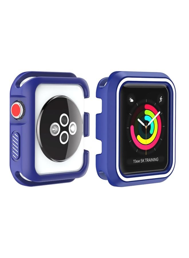 Rugged Armor Bumper Protective Case Cover For Apple Watch Series 1/2/3 38mm Blue/White