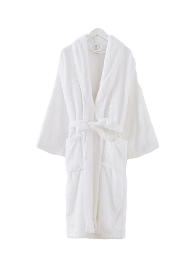 Cotton Essential Shawl Bath Robe White 114cm
