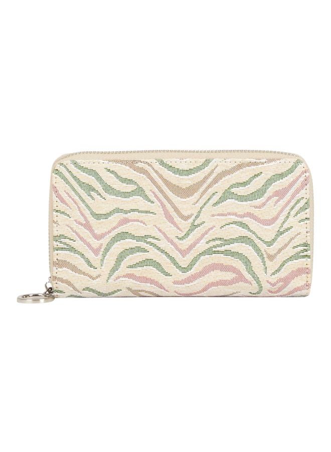 Puffy Printed Wallet Beige/Green/Pink