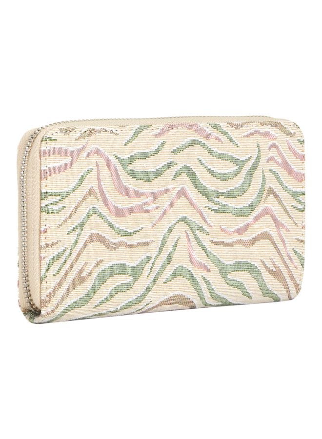 Puffy Printed Wallet Beige/Green/Pink