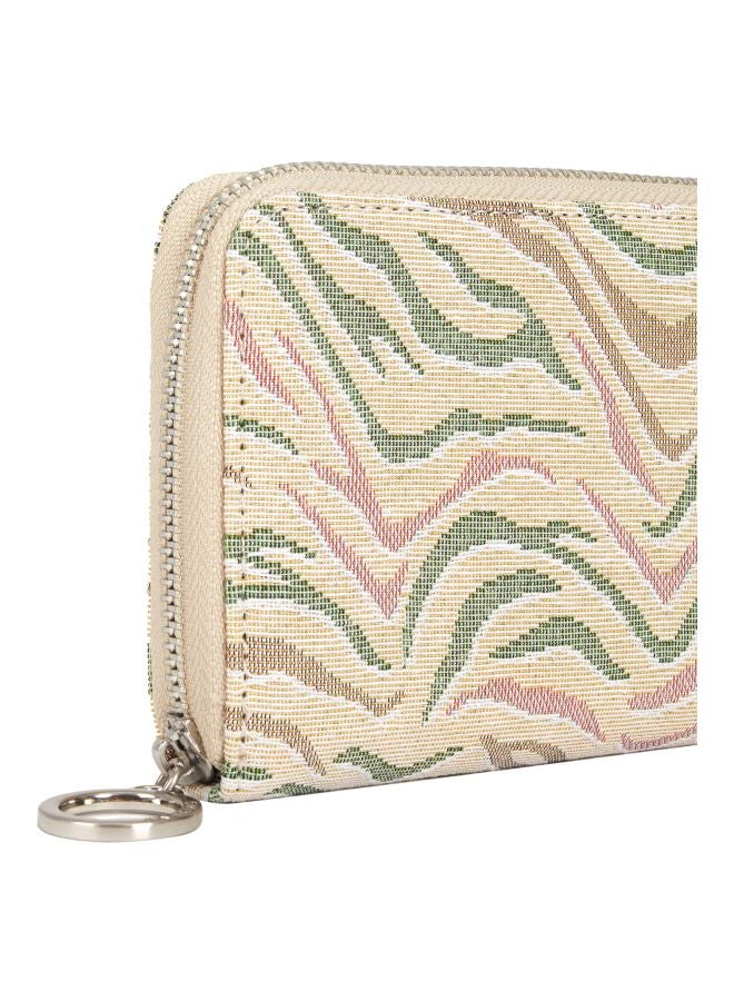 Puffy Printed Wallet Beige/Green/Pink