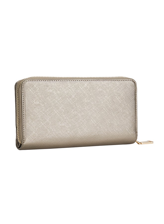 Solid Design Zipper Closure Wallet Silver