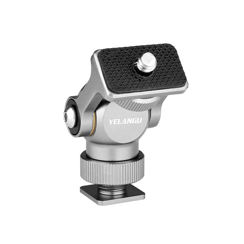 Video Monitor Mount Mini LED Light Bracket Holder Ballhead Silver