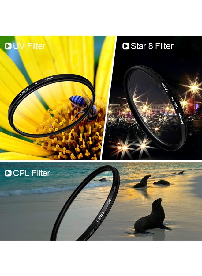 Camera Lens Filter Kit With Case 4.05cm Black